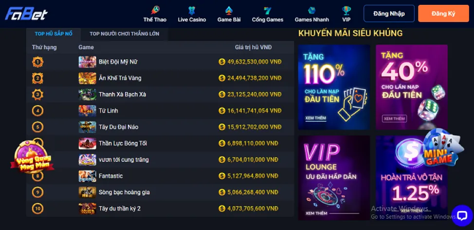 Hoàn trả cược Slot hàng tuần